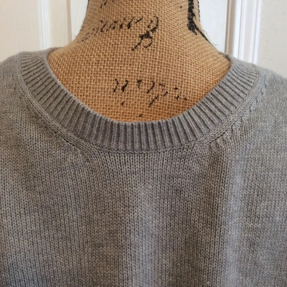 Nautica Men’s XL cotton knit light gray crew neck sweater nautical fisherman